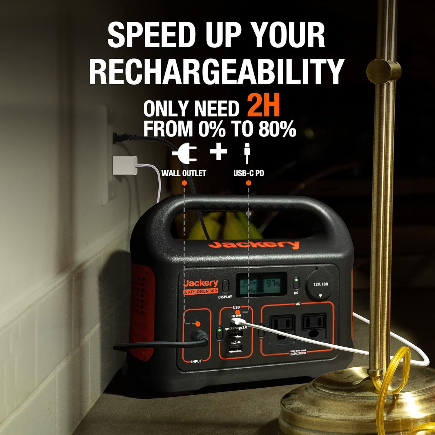 293Wh Portable Lithium Power Station with 300W AC Outlet C831440