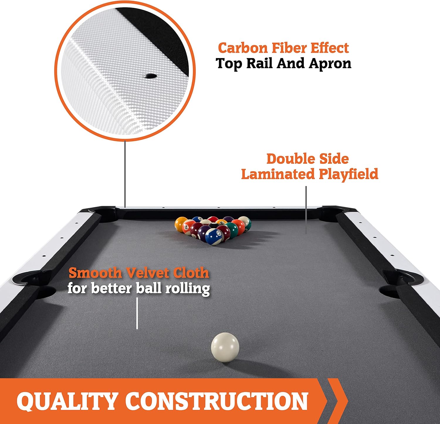 Pool Tables with Preassembled Playfields and Billiard Accessory Set K574298