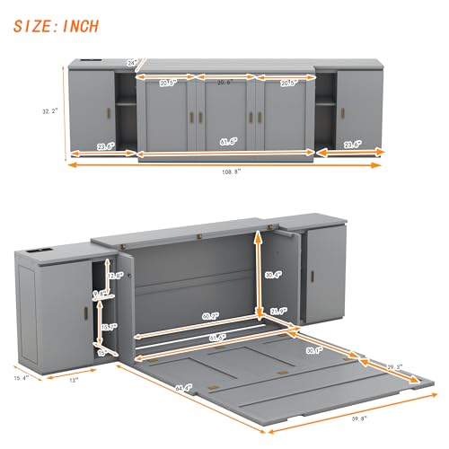 Murphy Bed with Storage Shelves and Drawers X190793