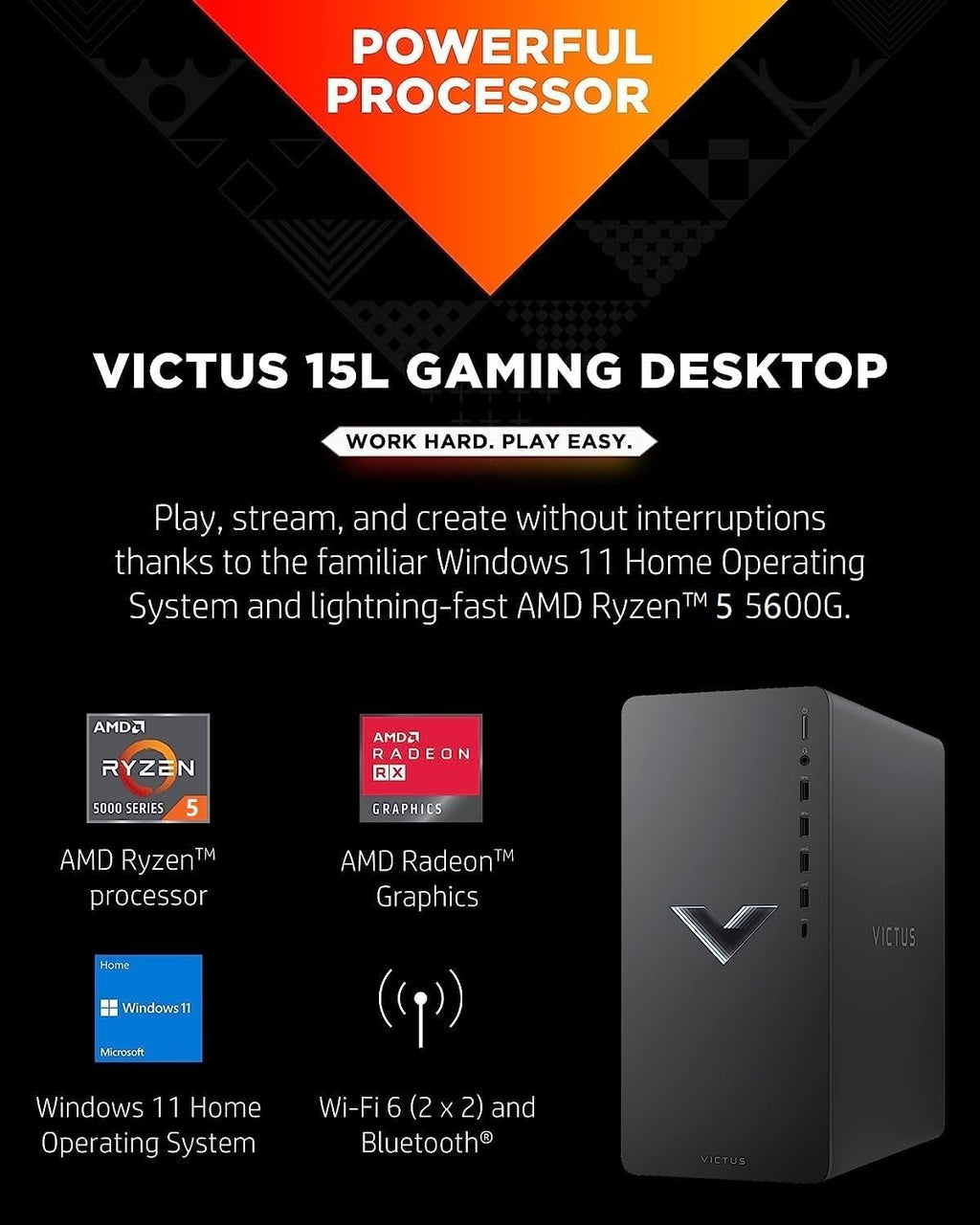 AMD Ryzen 5 5600G 32GB SDRAM 1TB SSD Gaming Desktop D603