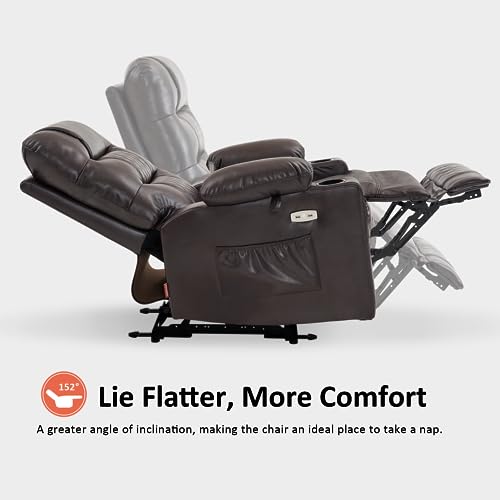Brown Faux Leather Power Recliner Chair with Heat and Vibration Massage U6264