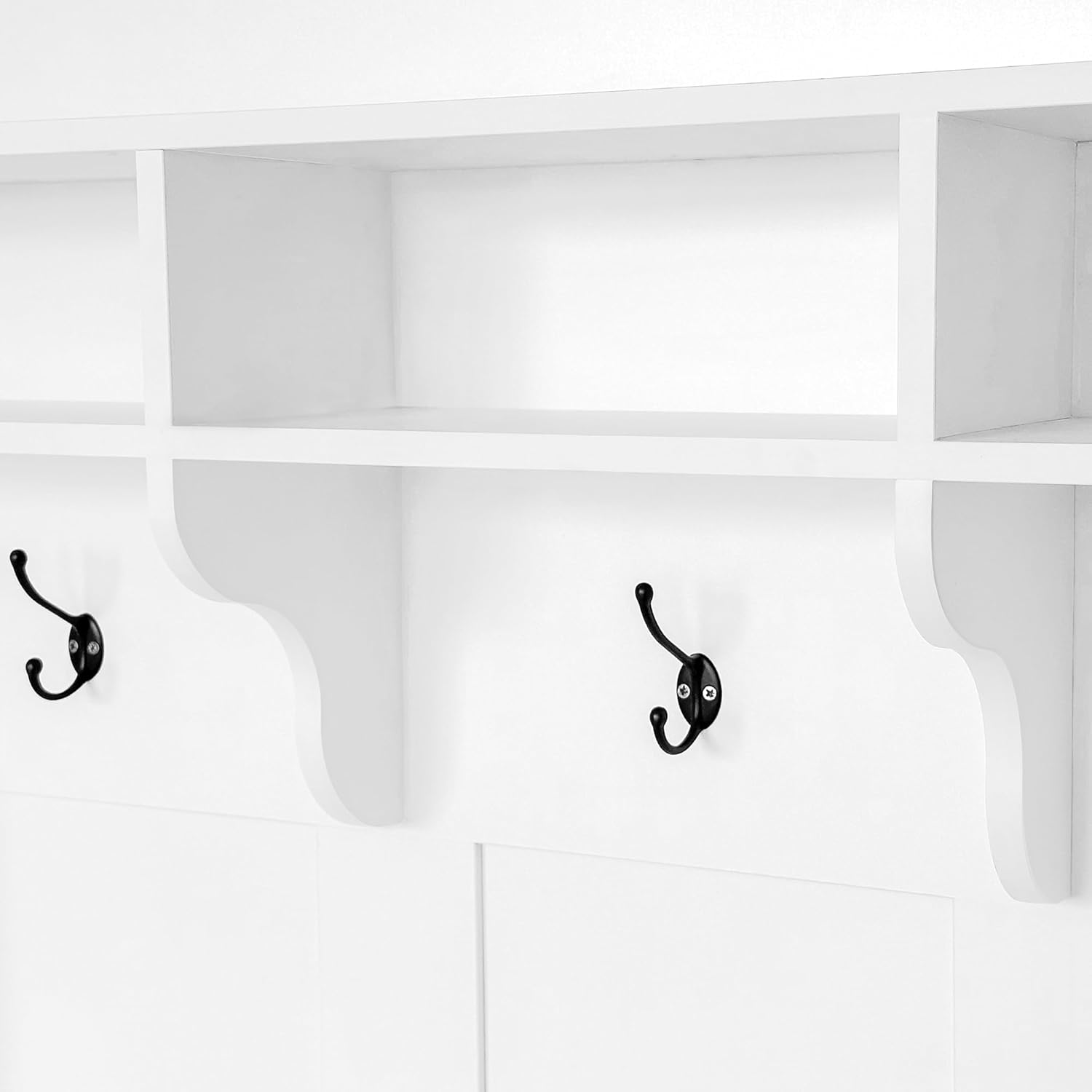 White 47.2'' Wide Hall Tree Bench with Hooks B54820