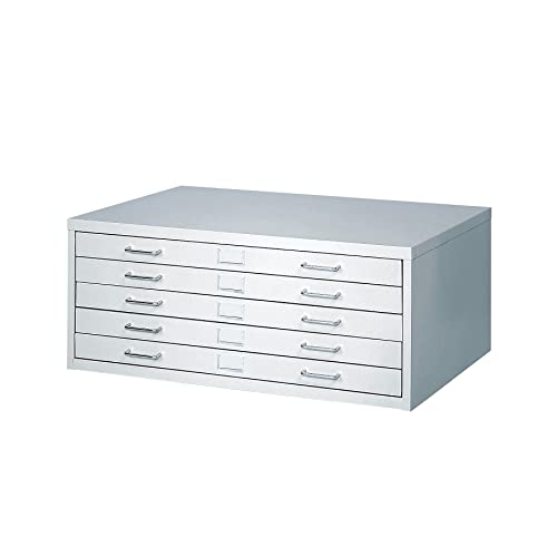 5 Drawer Light Gray Metal Flat File Cabinet J4489