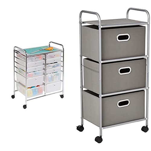 Rolling Storage Cart with 12 Plastic Drawers P240372