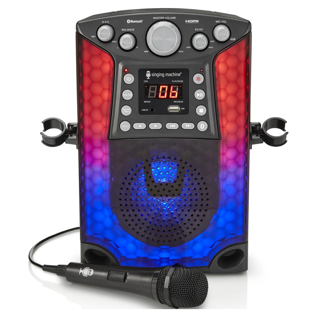 Black Bluetooth CD+G Karaoke Sound System with LED Lights O6507