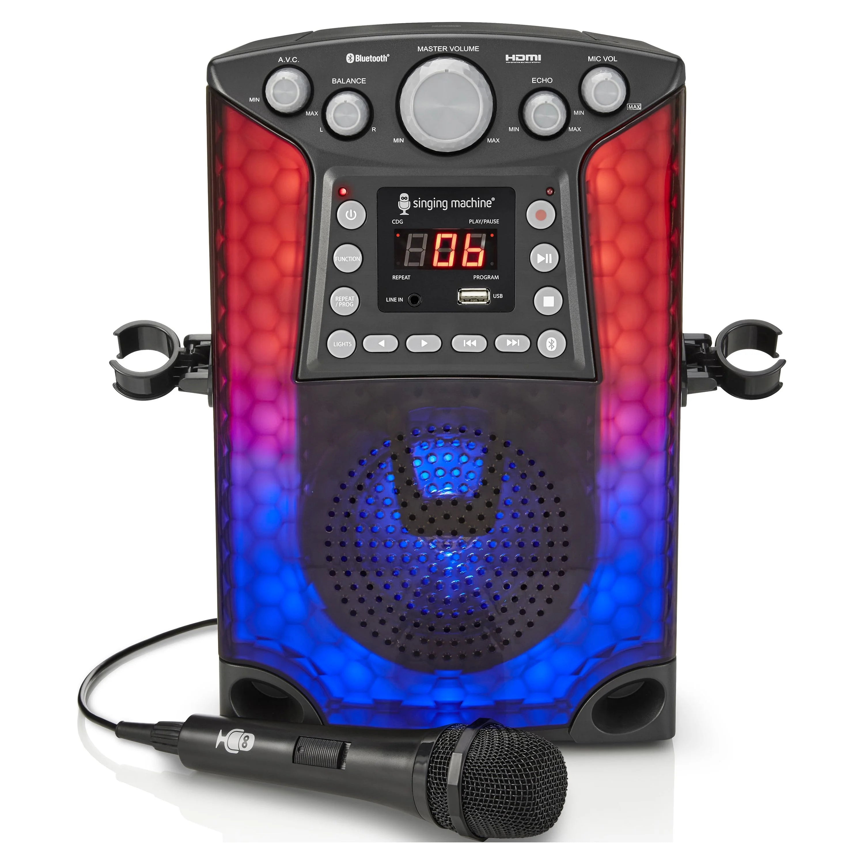 Black Bluetooth CD+G Karaoke Sound System with LED Lights O6507