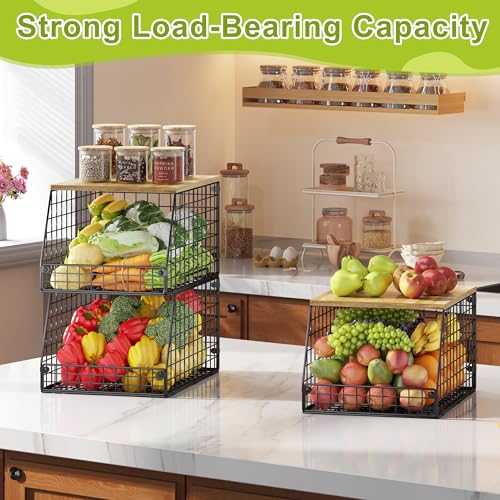 4 Pack XXL Stackable Wire Storage Basket S29203