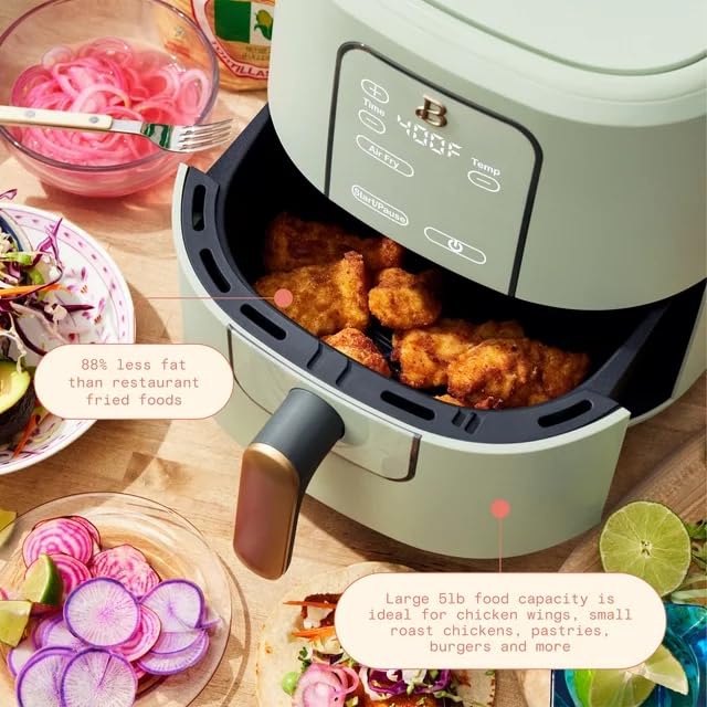 6 Qt Air Fryer with Touch-Activated Display, White H8002