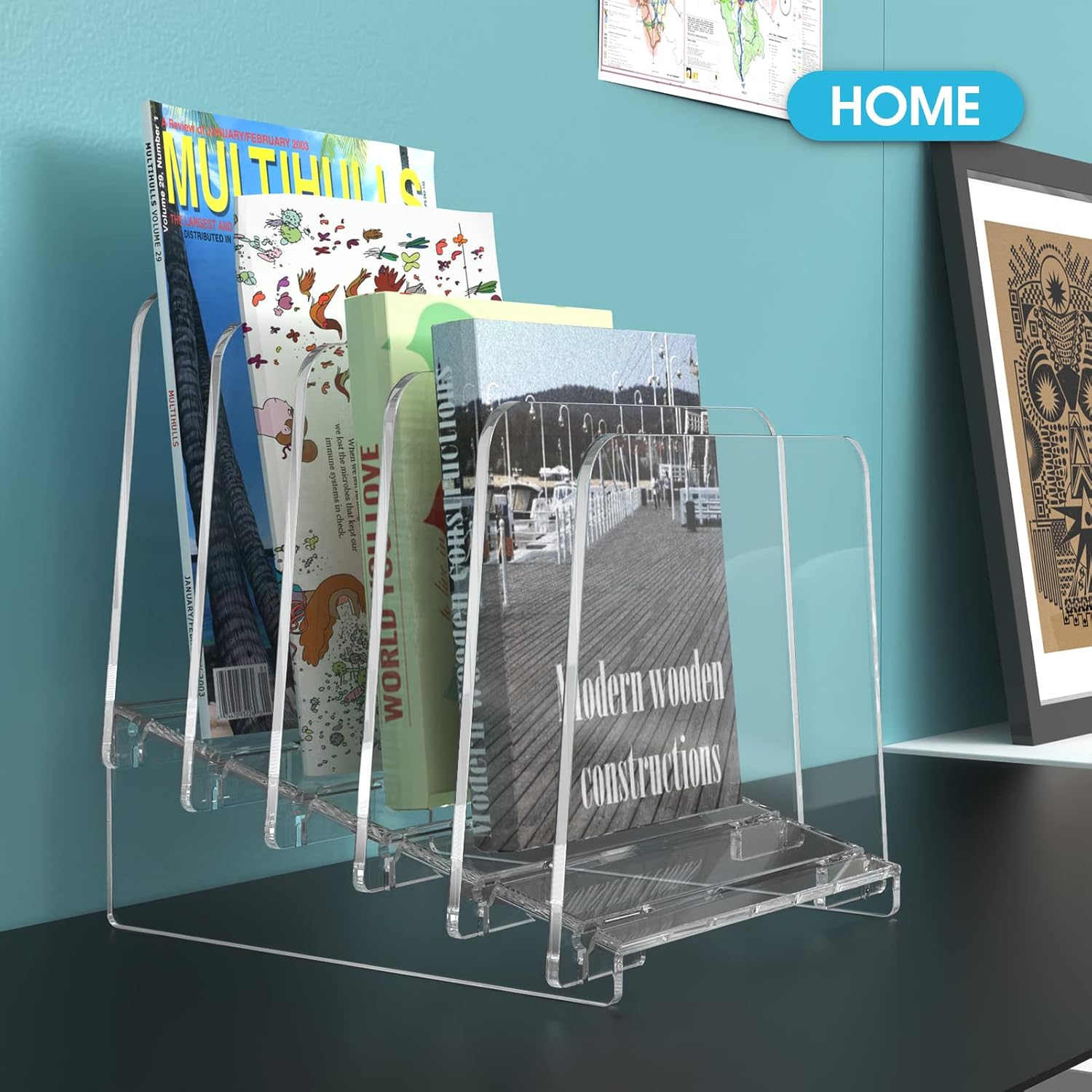 Clear Acrylic 5-Section Vertical File Organizer T4692