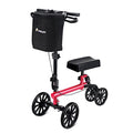 Knee Walker with Double Handbrake and Height Adjustment Handgrip, Compact Crutches Alternative, Black C46445