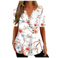 Short Sleeve V-Neck Floral Print T-Shirts X361726