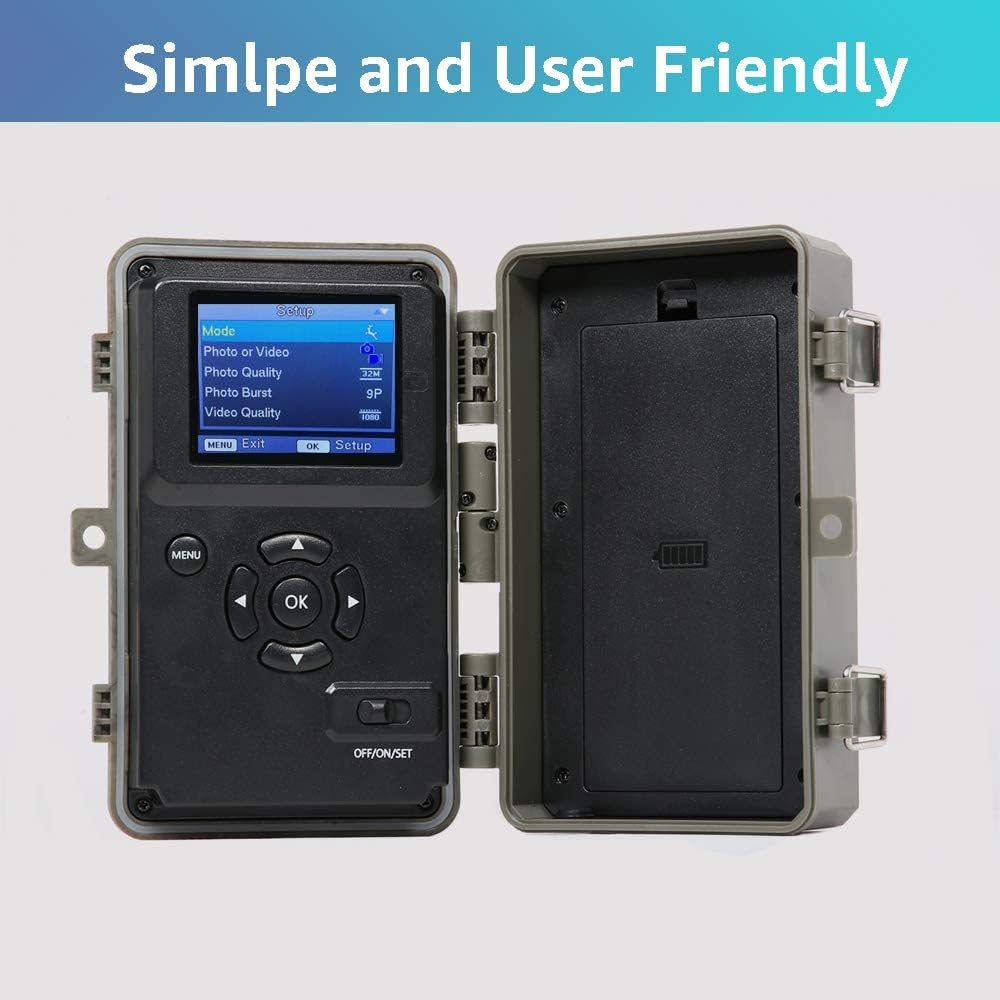 32mp 1296p Trail Camera with Night Vision Motion Activated IP66 Waterproof F678224