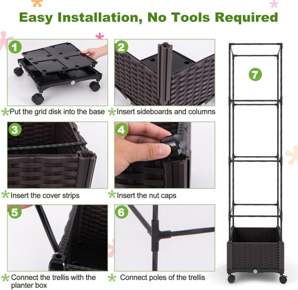 67" Raised Garden Bed Planter Box with Trellis M829837