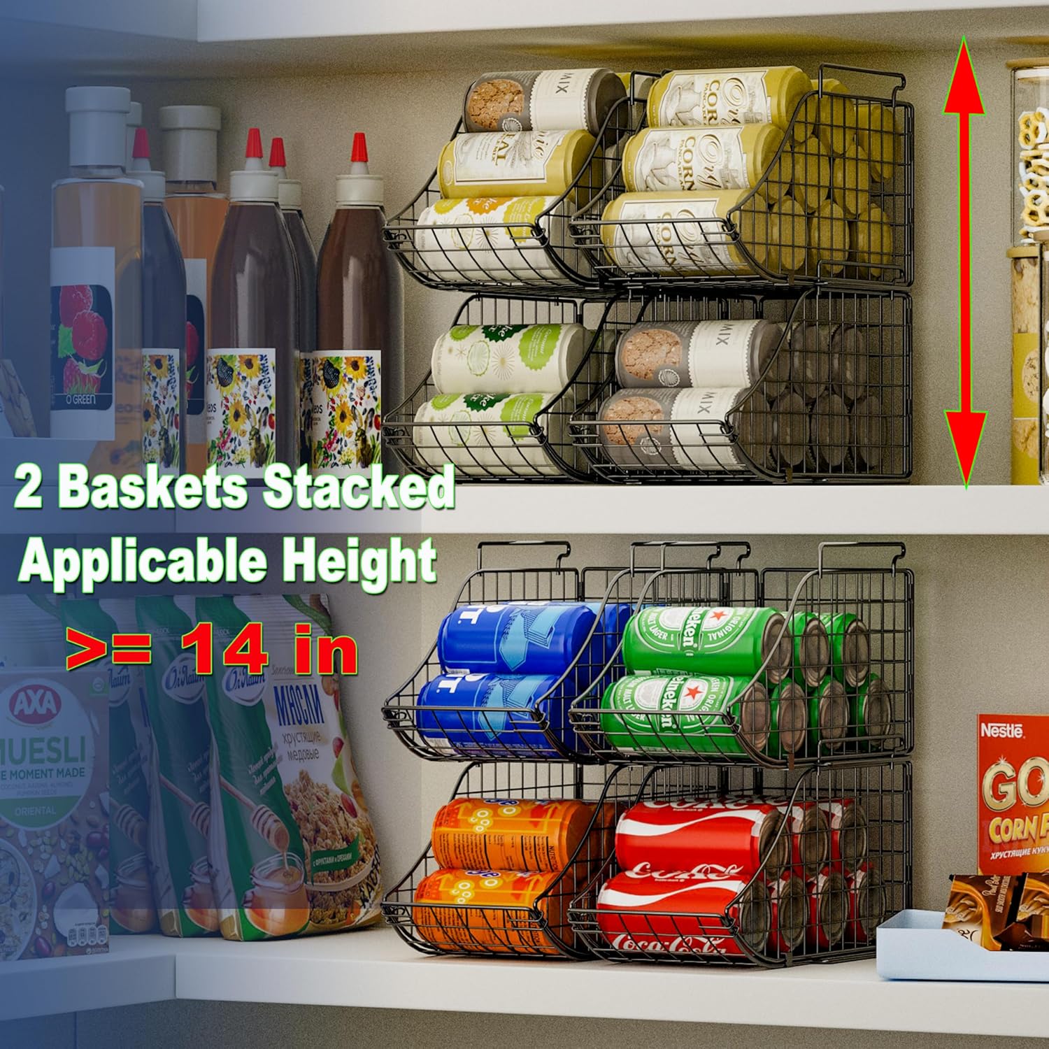 Black 6 pack Stackable Can Storage Organizer Y2811