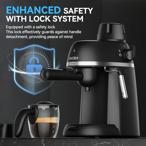 Black 3.5 Bar Espresso Machine with Steam Wand, 800w H4419