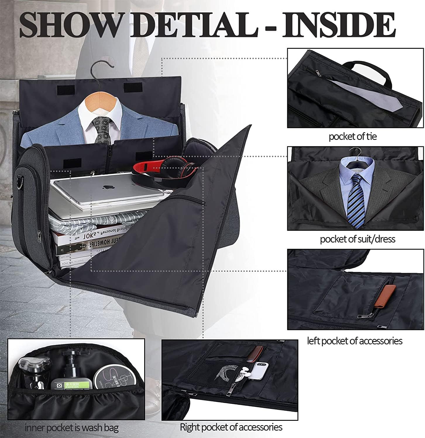 Convertible Garment Duffel Bag with Shoe Compartment C6583