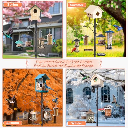 92 Inch Bird Feeder Pole with Squirrel Baffle & Upgraded 9-Prong Base A8319