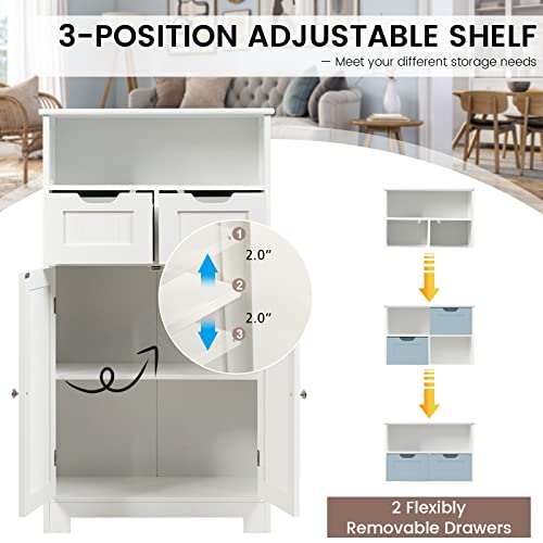 Black Bathroom Floor Cabinet with 2 Removable Drawers, 2 Doors & Adjustable Shelf I67282