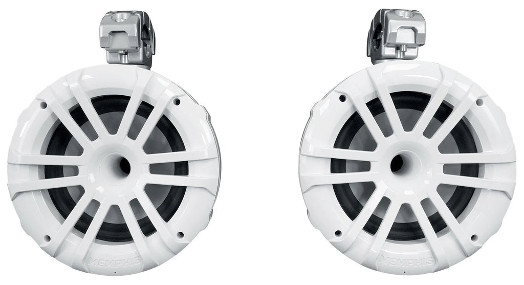 White 8" Marine Wakeboard Tower Speakers with Single-Din Receiver P479116