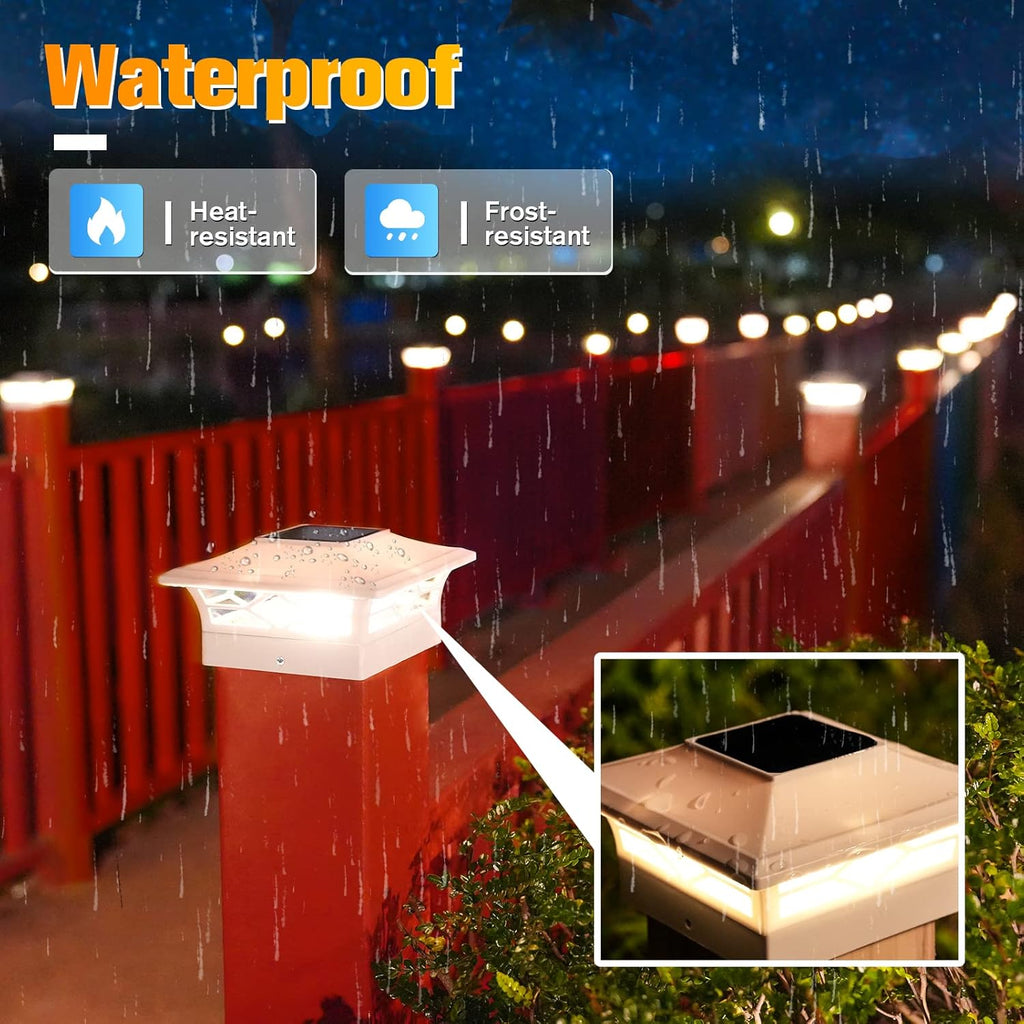 12 Pack White Solar Post Cap Lights and 6 Pack Black Solar Fence Post Cap Lights S9820