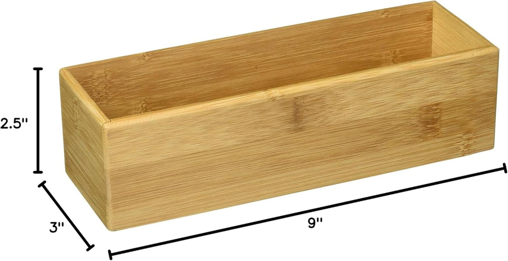 Bamboo Wood Stacking Drawer Organizer Box, 9" x 3" R938