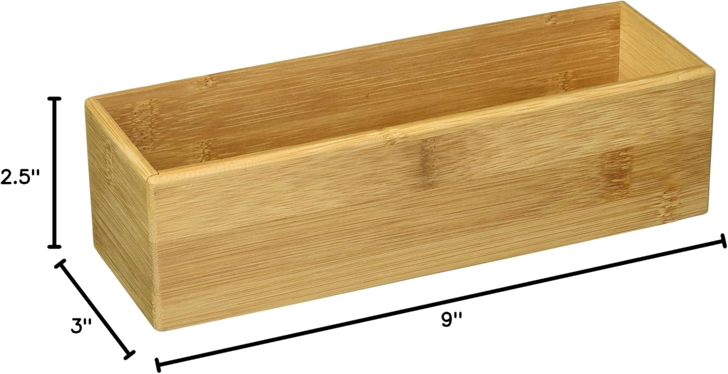 Bamboo Wood Stacking Drawer Organizer Box, 9" x 3" R938