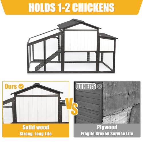 Black Wooden Chicken Coop and Rabbit Hutch with Nesting Box and Pull Out Tray Y84851