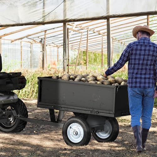 Black Heavy-Duty Tow Behind Dump Cart V9283