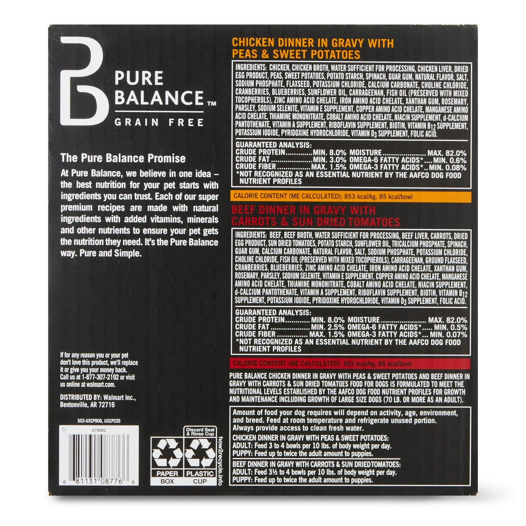 (24 pack) Grain Free Chicken Dinner in Gravy & Beef Dinner in Gravy Wet Dog Food Variety Pack, 3.5 oz, 12 Count V770421