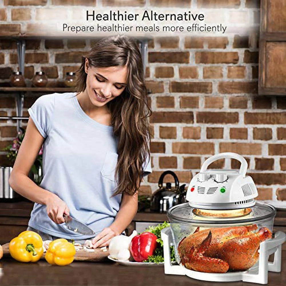 White 13 Quart 1200W Stainless Steel Air Fryer V697