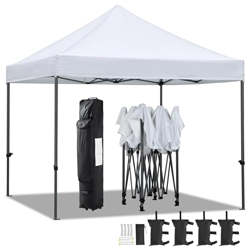 White 10x20 Pop Up Canopy Tent with Wheeled Carry Bag V597