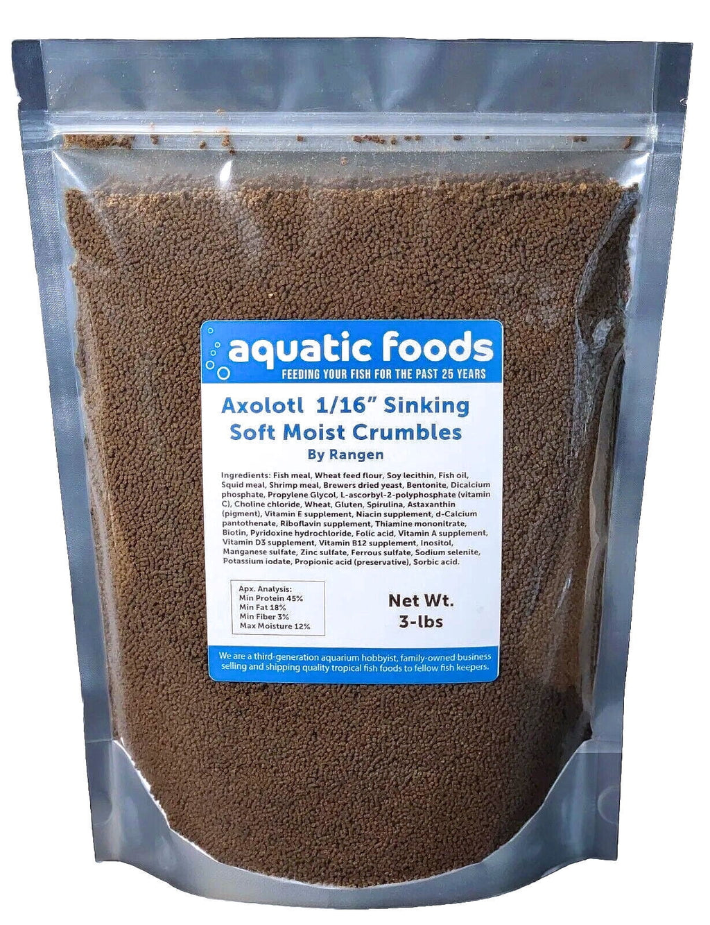 3-lb Soft Moist Sinking Crumbles Axolotl Food Q96796