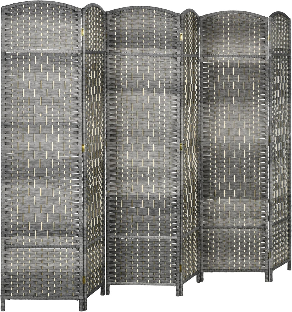 6' Tall Hand-Woven Room Divider in Mixed Gray K4593