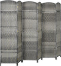 6' Tall Hand-Woven Room Divider in Mixed Gray K4593