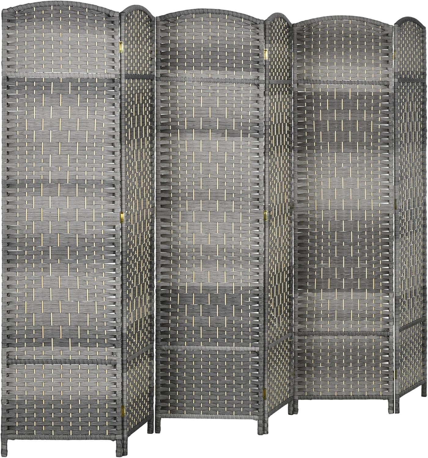 6' Tall Hand-Woven Room Divider in Mixed Gray K4593
