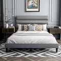 Dark Gray Full Size Linen Fabric Upholstered Platform Bed Frame U13911
