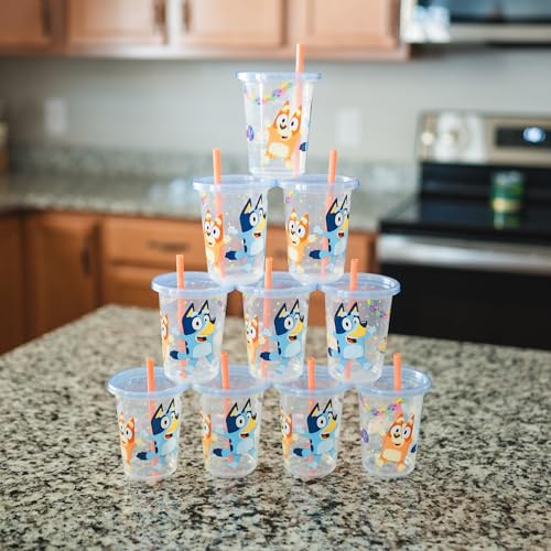 10 Oz 8 Count Toddler Straw Cups with Snap On Lids and Straws O2206