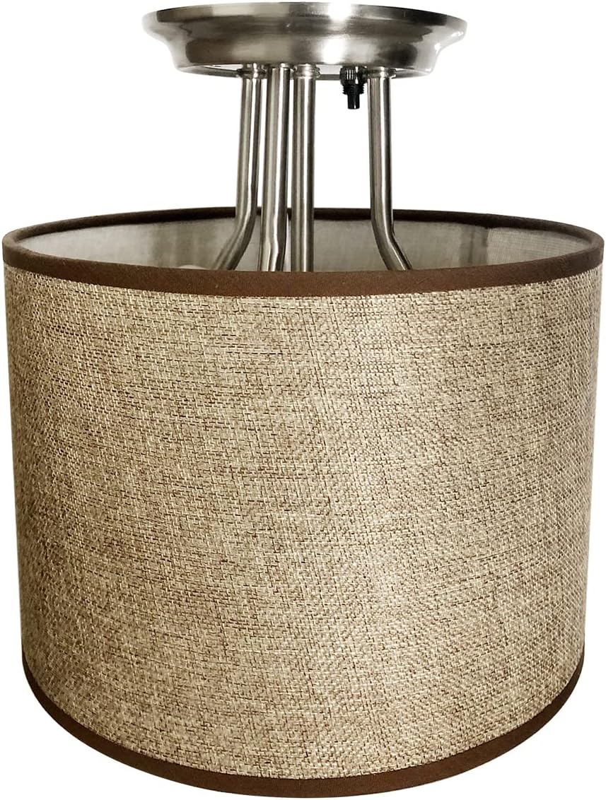 Beige Round Fabric LED Light Fixture Y4969