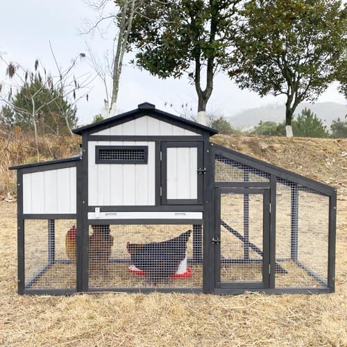 Black Wooden Chicken Coop and Rabbit Hutch with Nesting Box and Pull Out Tray Y84851