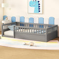 Twin Size White Wood Floor Bed with Rails X268286
