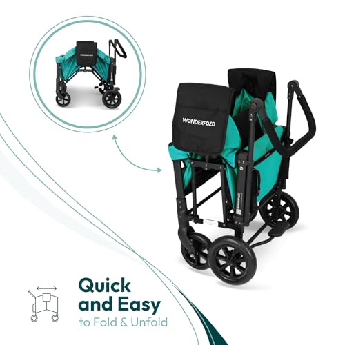 Teal Green Double Stroller Wagon with 5-Point Harnesses U827