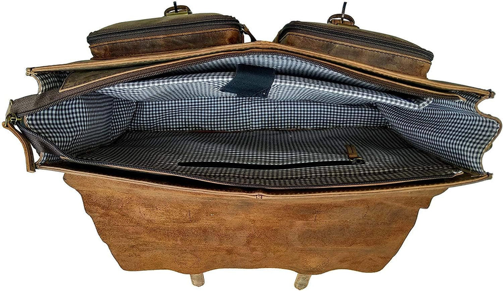 Retro Genuine Buffalo Vintage Leather Laptop Messenger Shoulder Bag (15 inch) W57857