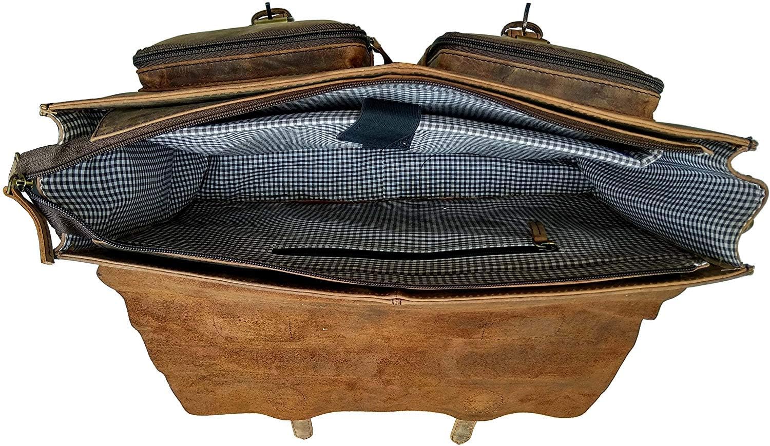 Retro Genuine Buffalo Vintage Leather Laptop Messenger Shoulder Bag (15 inch) W57857