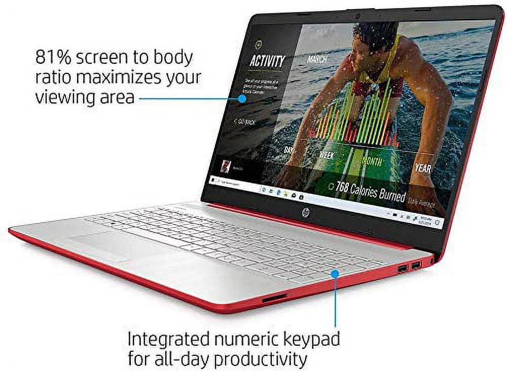 Scarlet Red 15.6" HD Laptop with Intel Quad-Core Pentium Silver N5000 8GB RAM 512GB SSD K60470