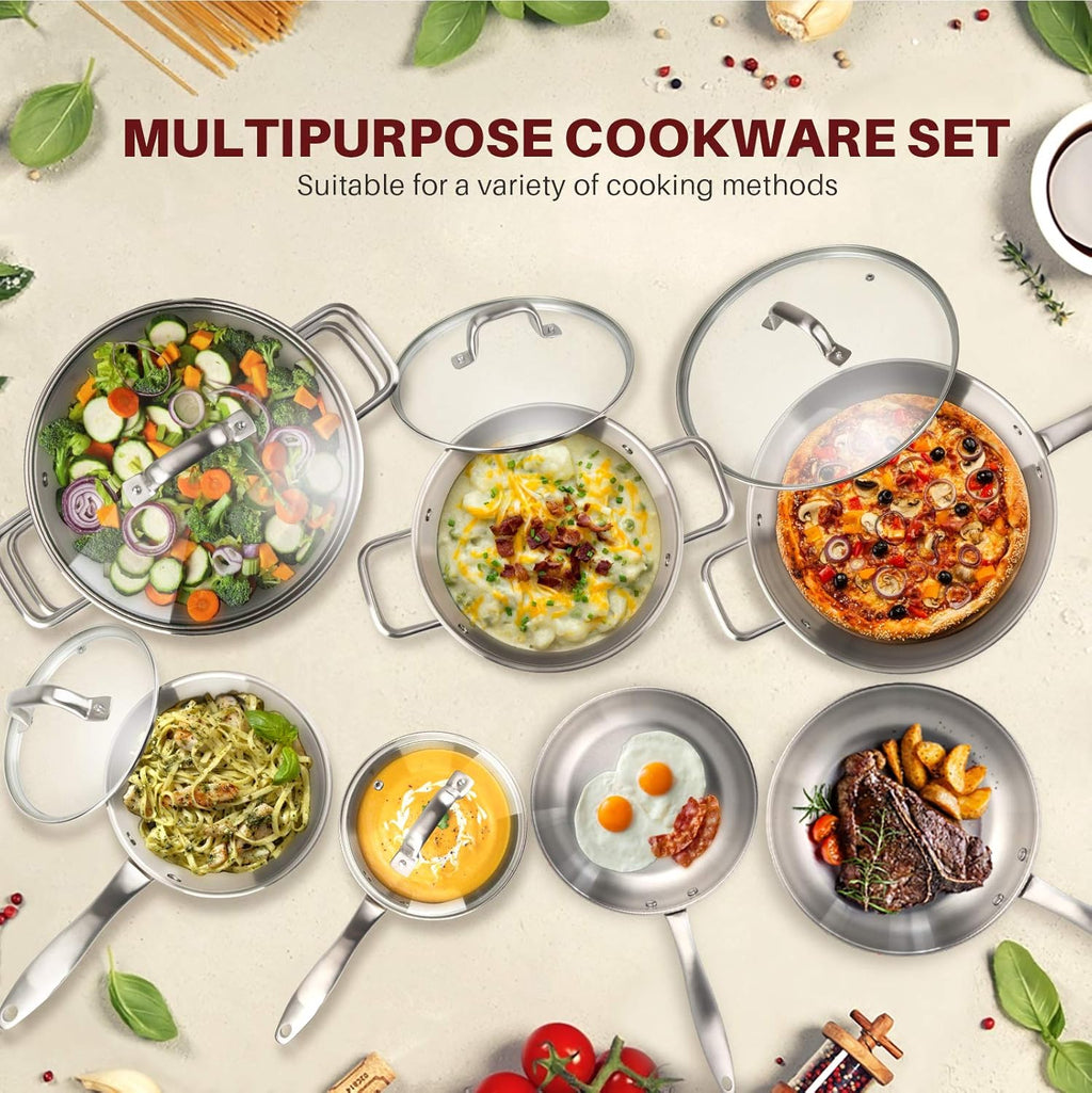 19PC Stainless Steel Induction Cookware Set A8981