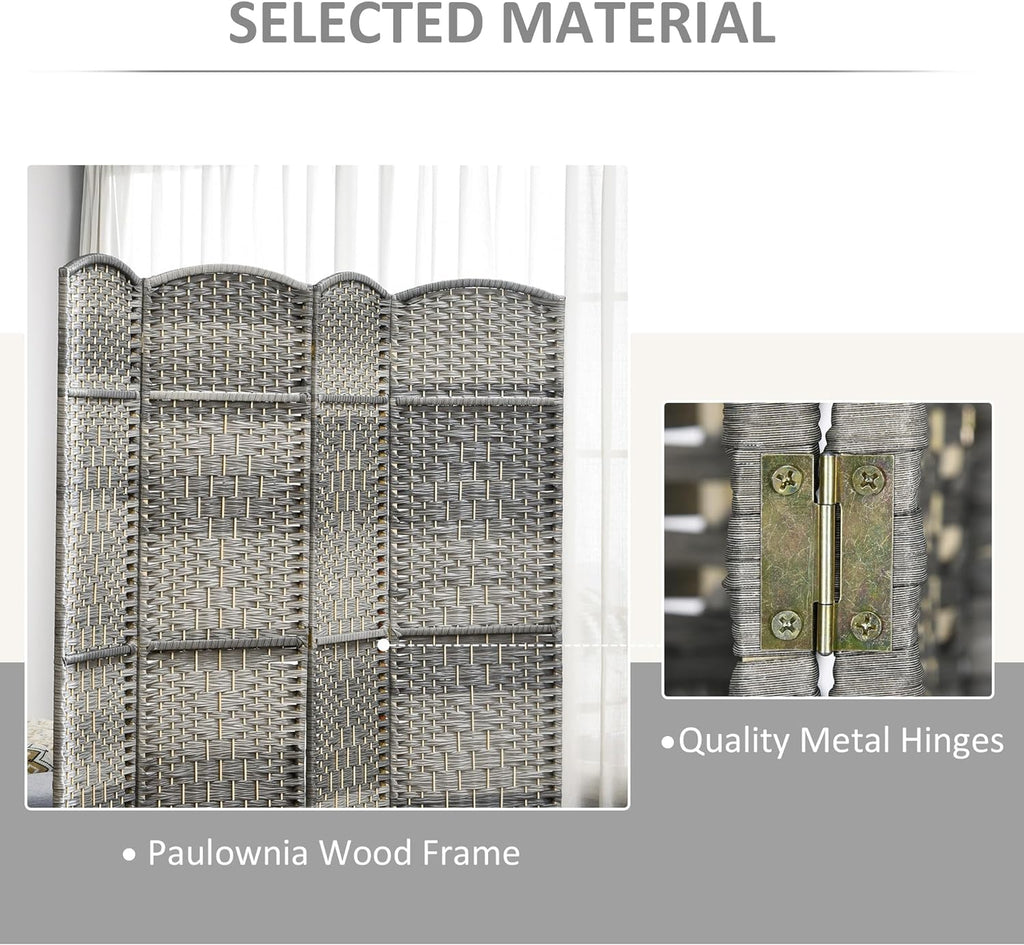 6' Tall Hand-Woven Room Divider in Mixed Gray K4593