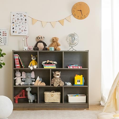 5-Section 2-Tier Open Wooden Storage Shelf Q5992