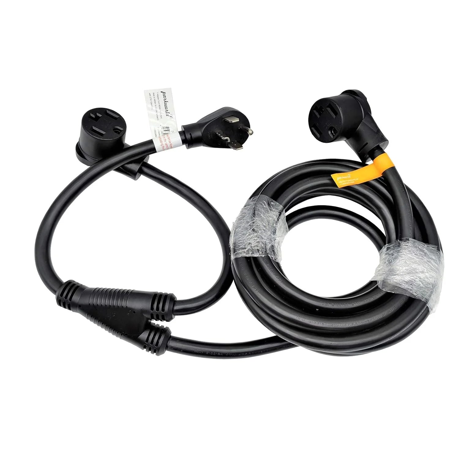 NEMA 14-30 Splitter, 14-30P Male Plug To Dual 14-30R Female Receptacle, 4-Prong 30 AMP Y Adapter Cord (20 Feet) B27507