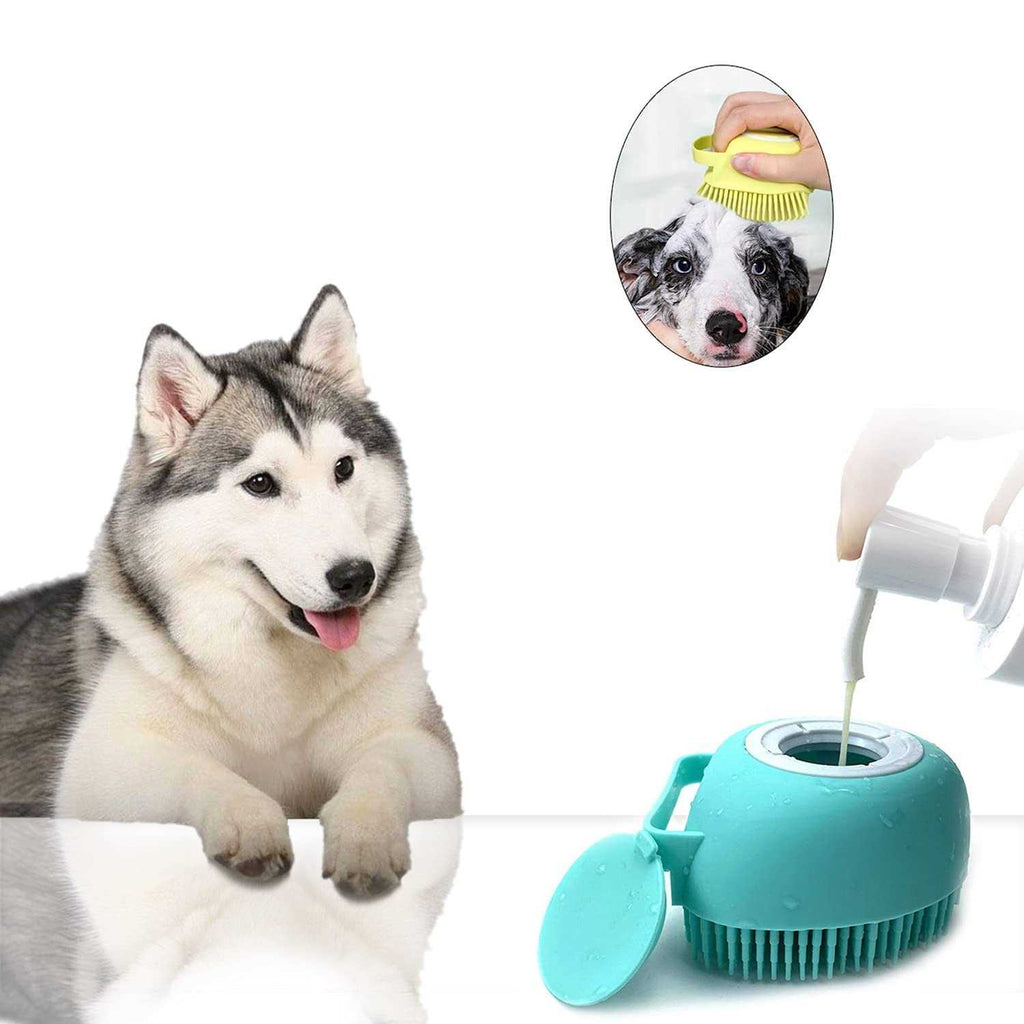 Pet Grooming Bath Massage Brush with Soap and Shampoo Dispenser Soft Silicone Bristle V502333
