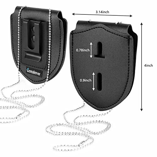 Black Faux Leather Steel Belt Clip Badge Holder B811